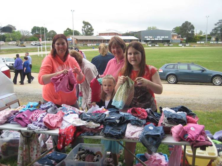 Secondhand clothing sale at the Poowong Pickers Festival 2014.