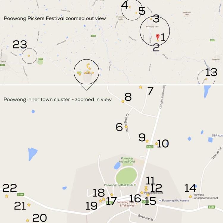 The 2015 Poowong Pickers Festival Garage Sale Trail Map.