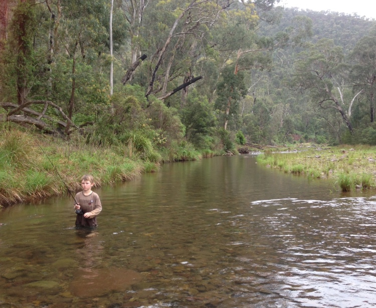 Alby fishing mid-stream