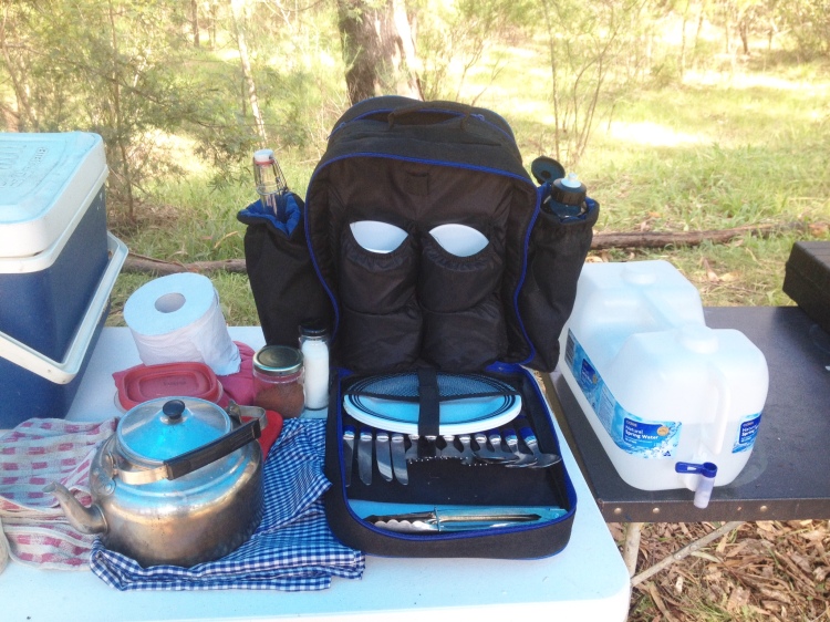 My camping backpack of reusable kitchenware. 