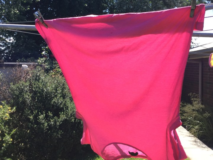 An old t-shirt given new life with natural dye from beetroots!