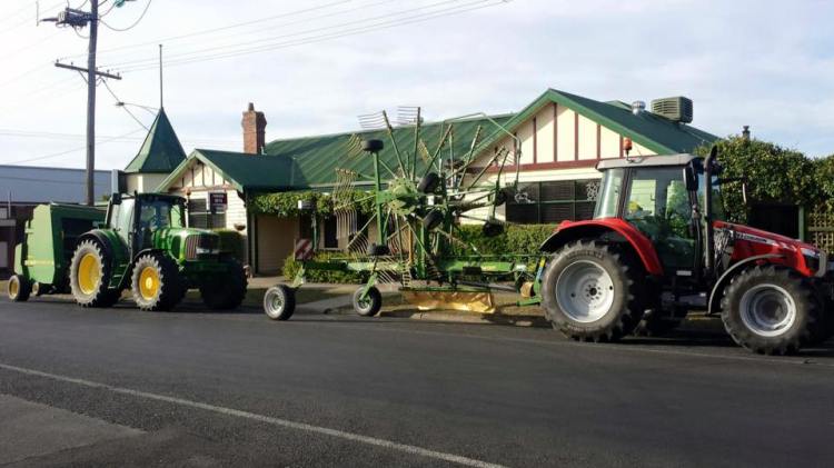 My town: tractors outside the pub. 