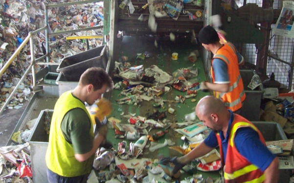 Most of the materials at the DASMA Materials Recovery Facility are sorted by hand.